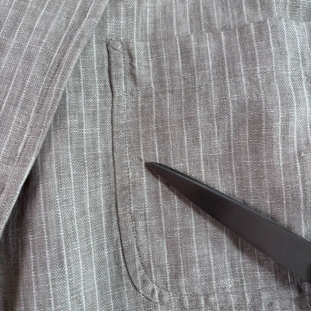 VTG Brandini Men's XL Linen Striped Sport Coat Blazer Jacket Beige Coastal Prep